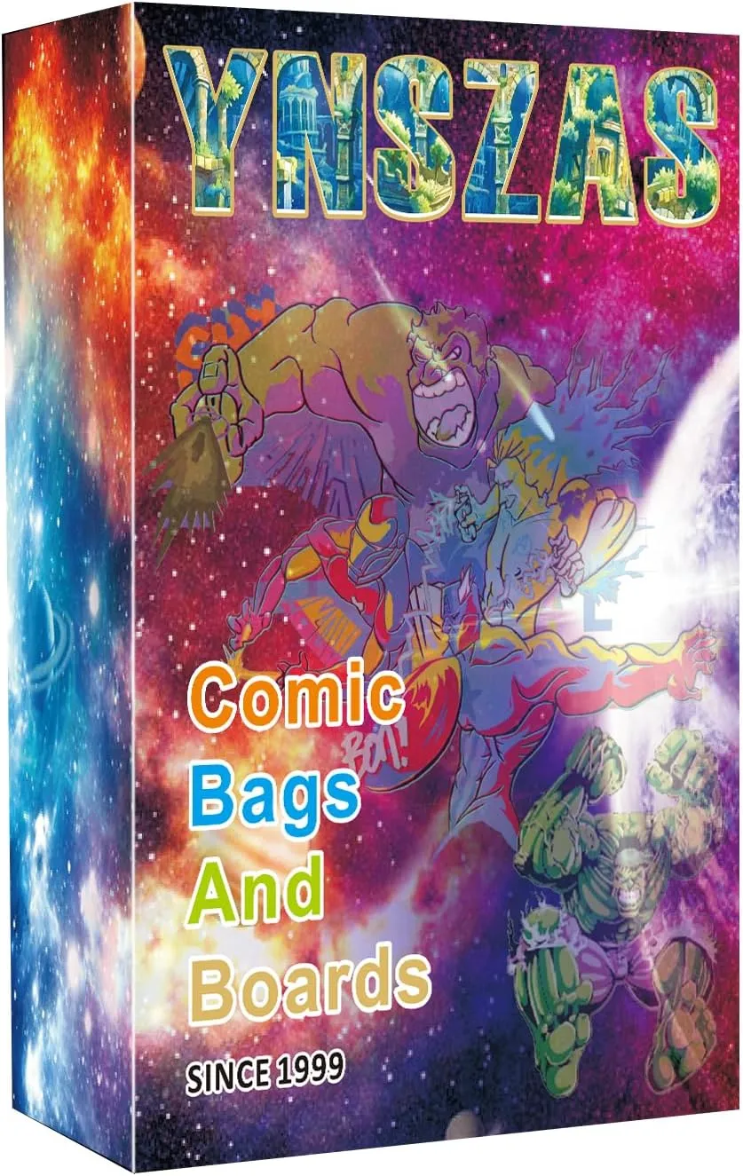 100 YNSZAS RESEALABLE Comic Book Bags and Boards, 7x10.5 Inch | 7.125x11.5 Inch, Comic Storage Sleeves and Boards, 20% Thicker Better Comic Collection Display, Certified Acid-Free
