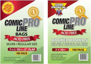 100ct Comic Book Bags and 100 Backing Boards - Regular/Silver Size Premium Comic Book Bags and Boards