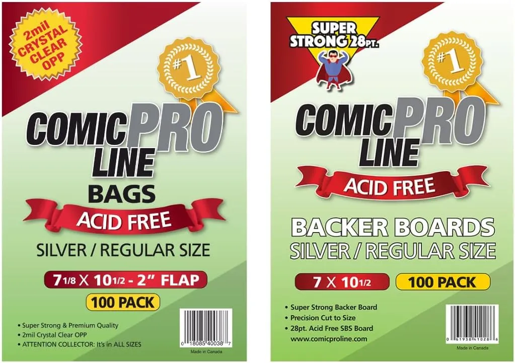 100ct Comic Book Bags and 100 Backing Boards - Regular/Silver Size Premium Comic Book Bags and Boards