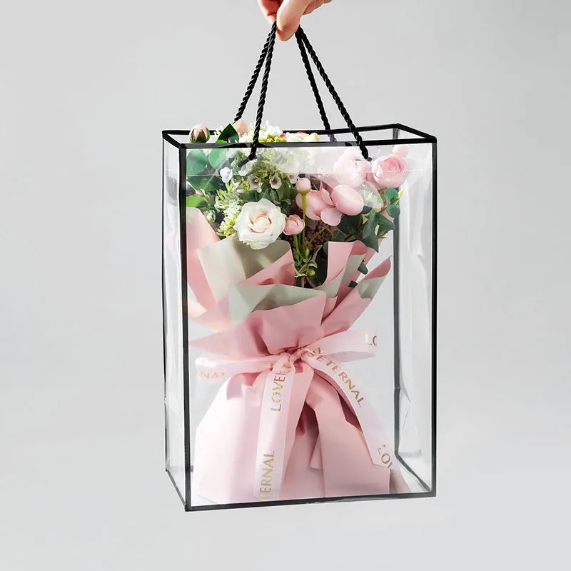10pcs Clear Bouquet Gift Bags with Border