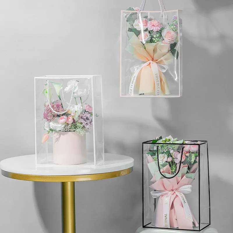 10pcs Clear Bouquet Gift Bags with Border