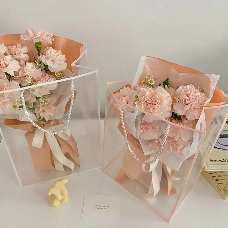 10pcs Clear Bouquet Gift Bags with Border