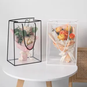 10pcs Clear Bouquet Gift Bags with Border