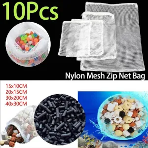 10Pcs Nylon Mesh Bags for Aquarium Pond Filter Media