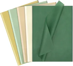 120 Sheets Gift Tissue Paper Bulk, Green Tissue Paper for Gift Bags Sage Green Gold Beige Wrapping Paper for Baby Shower Wedding Birthday Mother's Day Art Crafts, 14 x 20 Inch