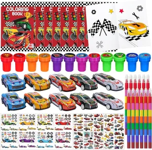 144 Pcs Race Car Coloring Book Bulk,Checkered Flags Racing Party Favors Goodie Bags Fillers, Let's Go Racing Birthday Party Supplies Classroom Reward Prizes Pinata Gift for Race Fans(Race)