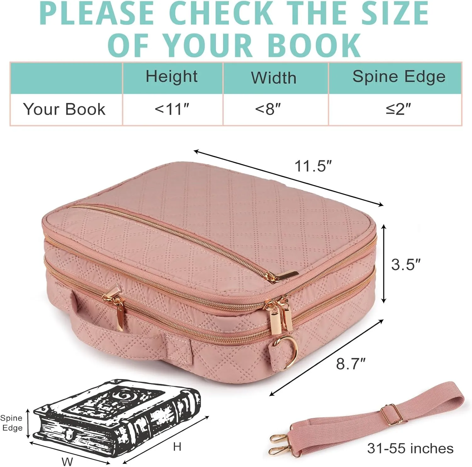 2 Compartment Bible Cover for Women,Large Bible Case with Handles Shoulder Strap,Carrying Bible Bag Scripture Case Church Bag Bible Protective with Pocket