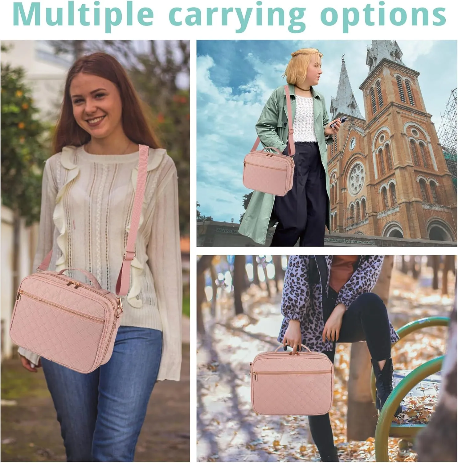 2 Compartment Bible Cover for Women,Large Bible Case with Handles Shoulder Strap,Carrying Bible Bag Scripture Case Church Bag Bible Protective with Pocket