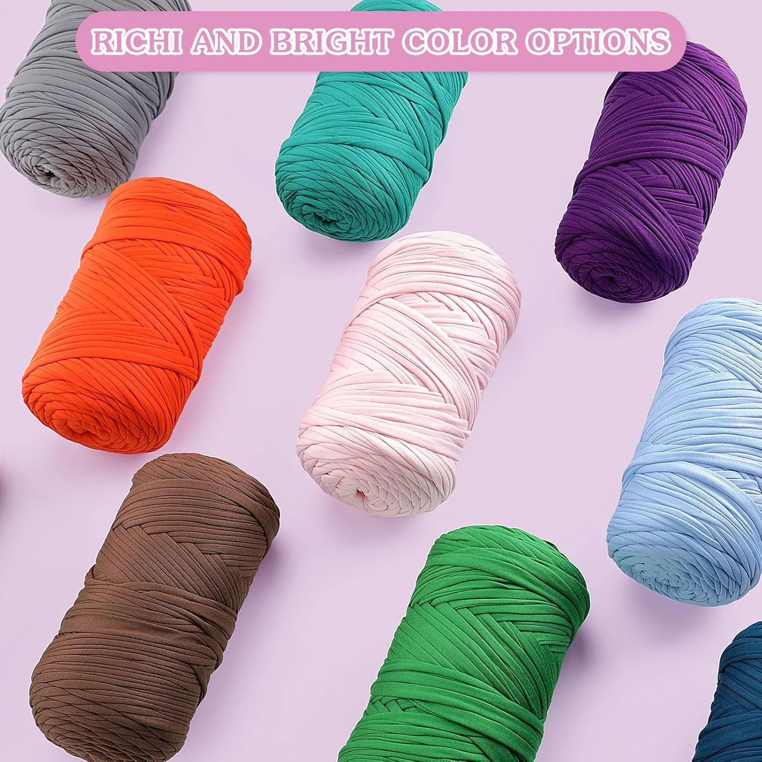 2 Pack Tshirt Yarn for Crochet - 800 g/260 yds T Shirt Yarn for Crocheting Bags/Baskets/Home Decor - Soft Elastic Fabric T-Shirt Yarn with 1 Crochet Hook (2, Khaki)