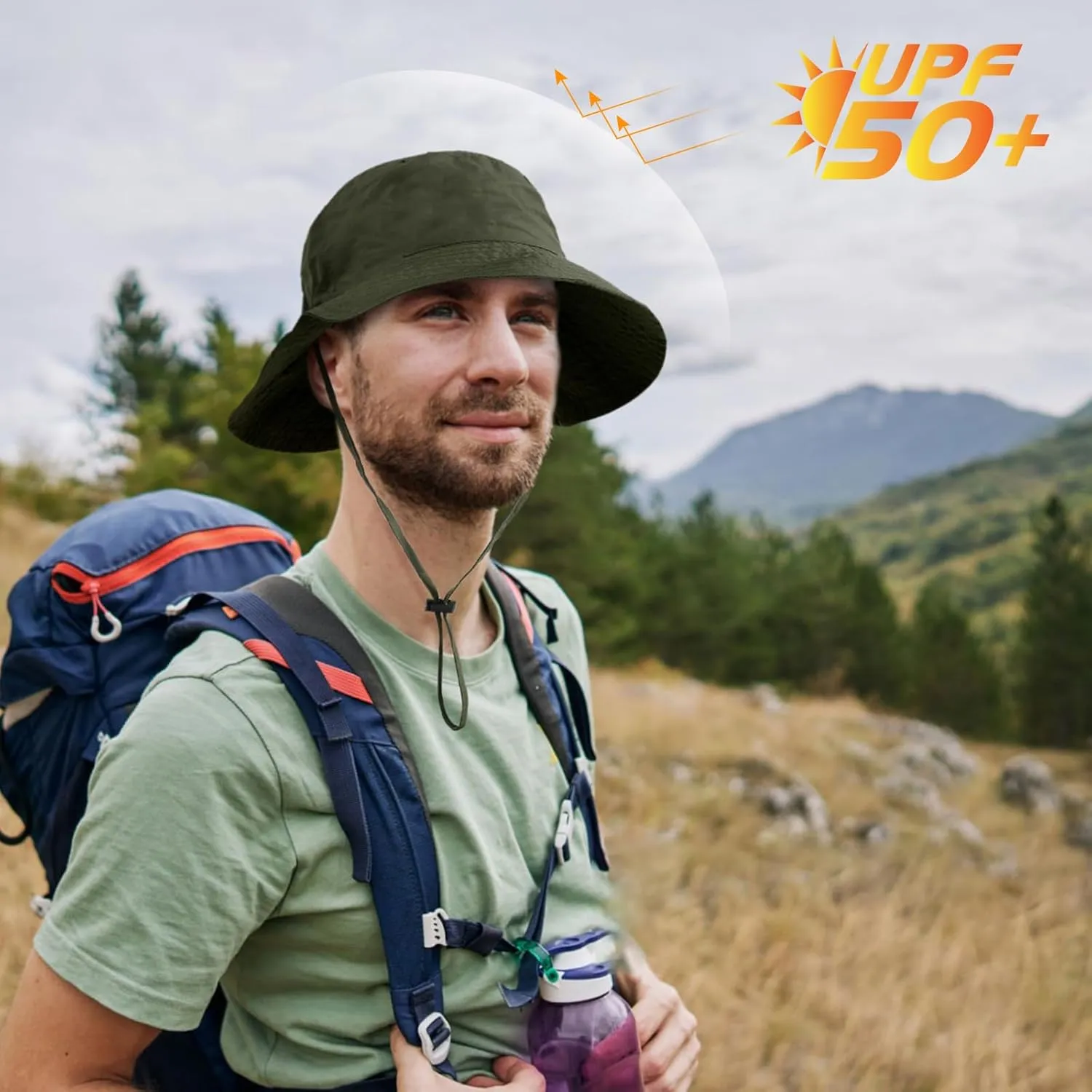 2 Pack Waterproof Sun Hats for Women Men UV Protection Packable Brimmed Floppy Rain Hat Lightweight Bucket Hats for Outdoor