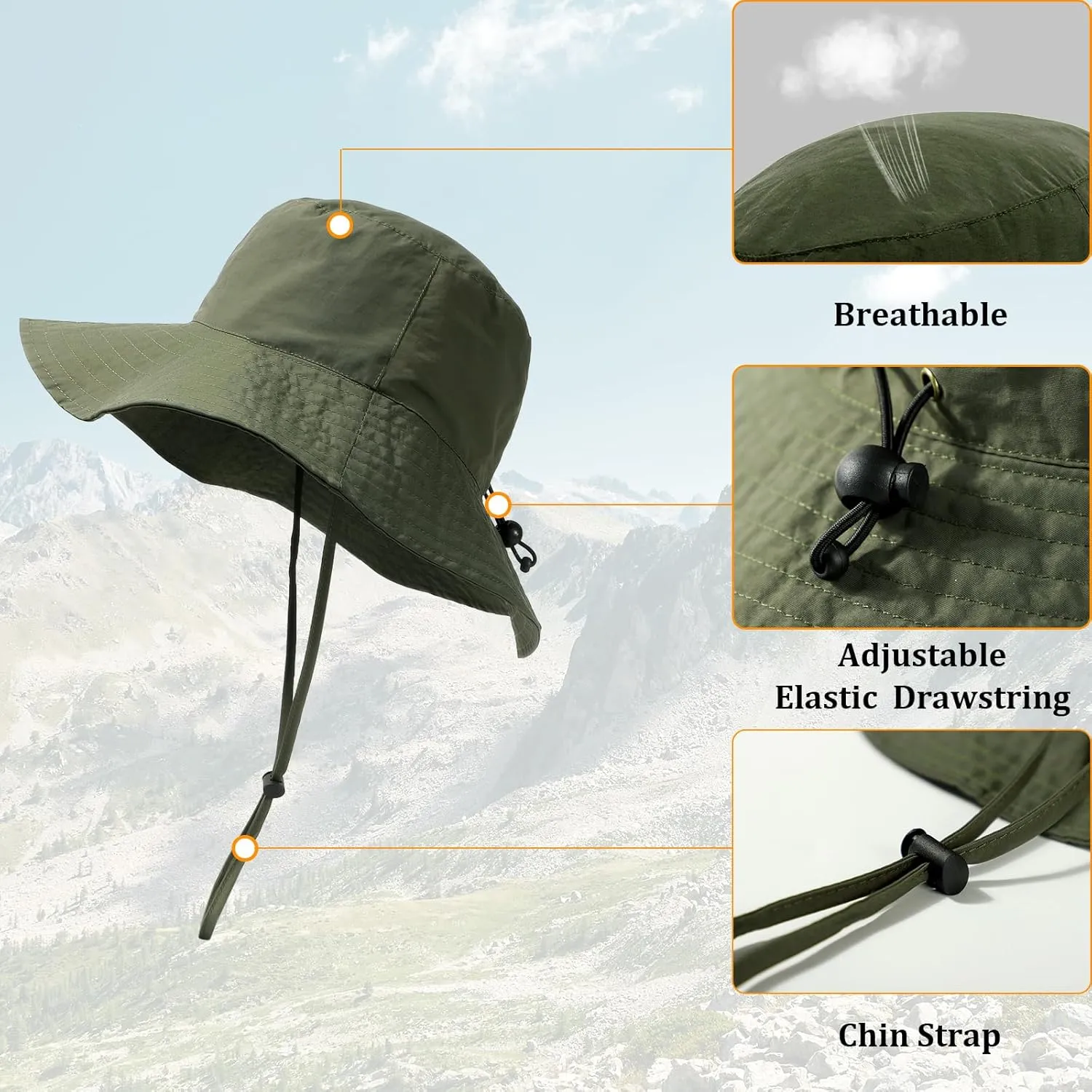 2 Pack Waterproof Sun Hats for Women Men UV Protection Packable Brimmed Floppy Rain Hat Lightweight Bucket Hats for Outdoor