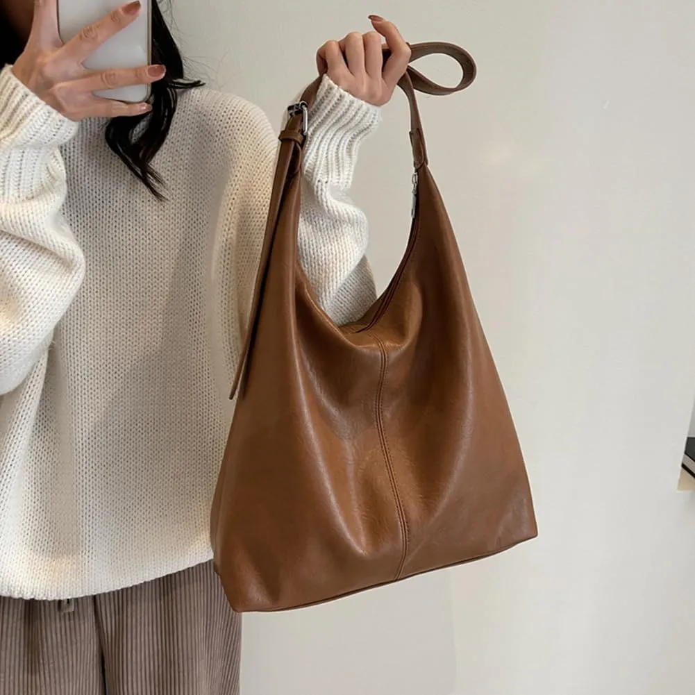 2 Pcs Women PU Crossbody Bag Underarm Bag Stylish Large Capacity Shoulder Bag Fashion Work Tote Bag with Adjustabl