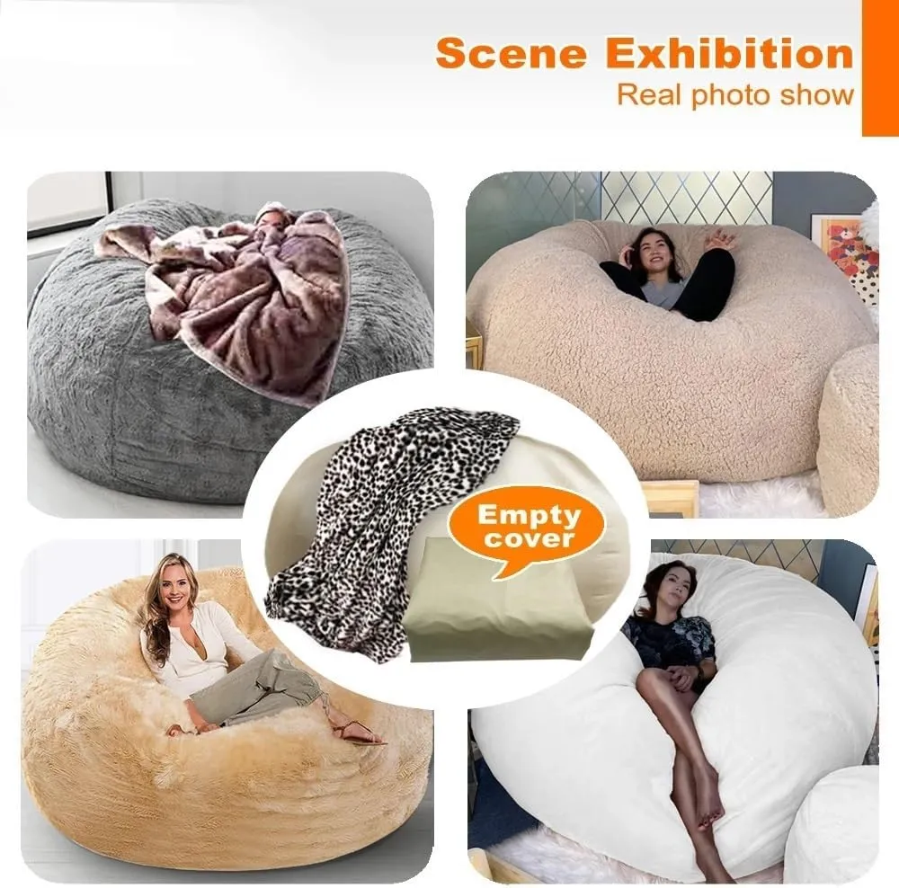 2/3/4/5/6/7ft Tough Anti-Tear Linner Bag Cover Bean Bag Pouf Inner Wash Bags Sofa Sac Beanbag Insert Covers Couch Inner Covers Beanbag No Filling Insert (Size : 7ft-D215cm-cover)