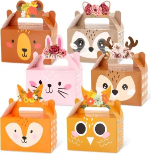 24 Pack Woodland Animals Party Favors Boxes - Forest Theme Goodie Bags for Kids, Perfect for Baby Shower, Woodland Birthday Party Decorations & Supplies, 6x3x3.5 Inches