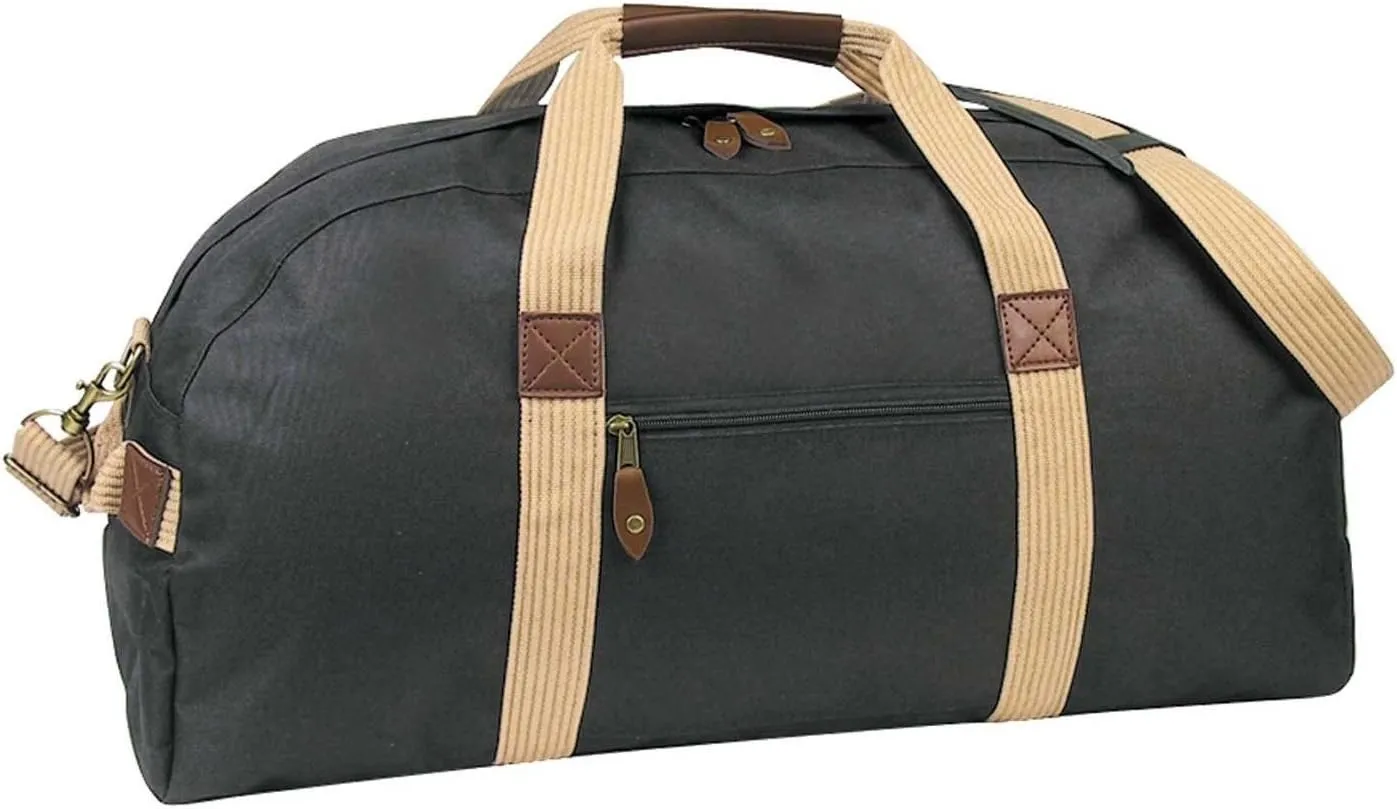 24" Deluxe Sport Gym Tote Bag and Travel Duffel Bag Carry Black/Khaki (Pack of 1, Black/Khaki)