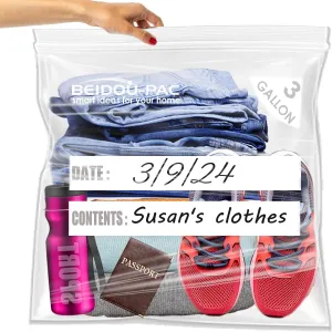 3 Gallon Large Plastic Bags with Zipper Top, | 100 Count | 2 Mil | 16" x 18" | Heavy-Duty Reusable Clear Freezer Storage Bags