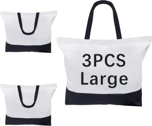 3 pcs Sublimation Tote Bags,polyester tote bags for sublimation, blank canvas tote bags for DIY Crafting and Decorating 15 * 18.5 * 4 in