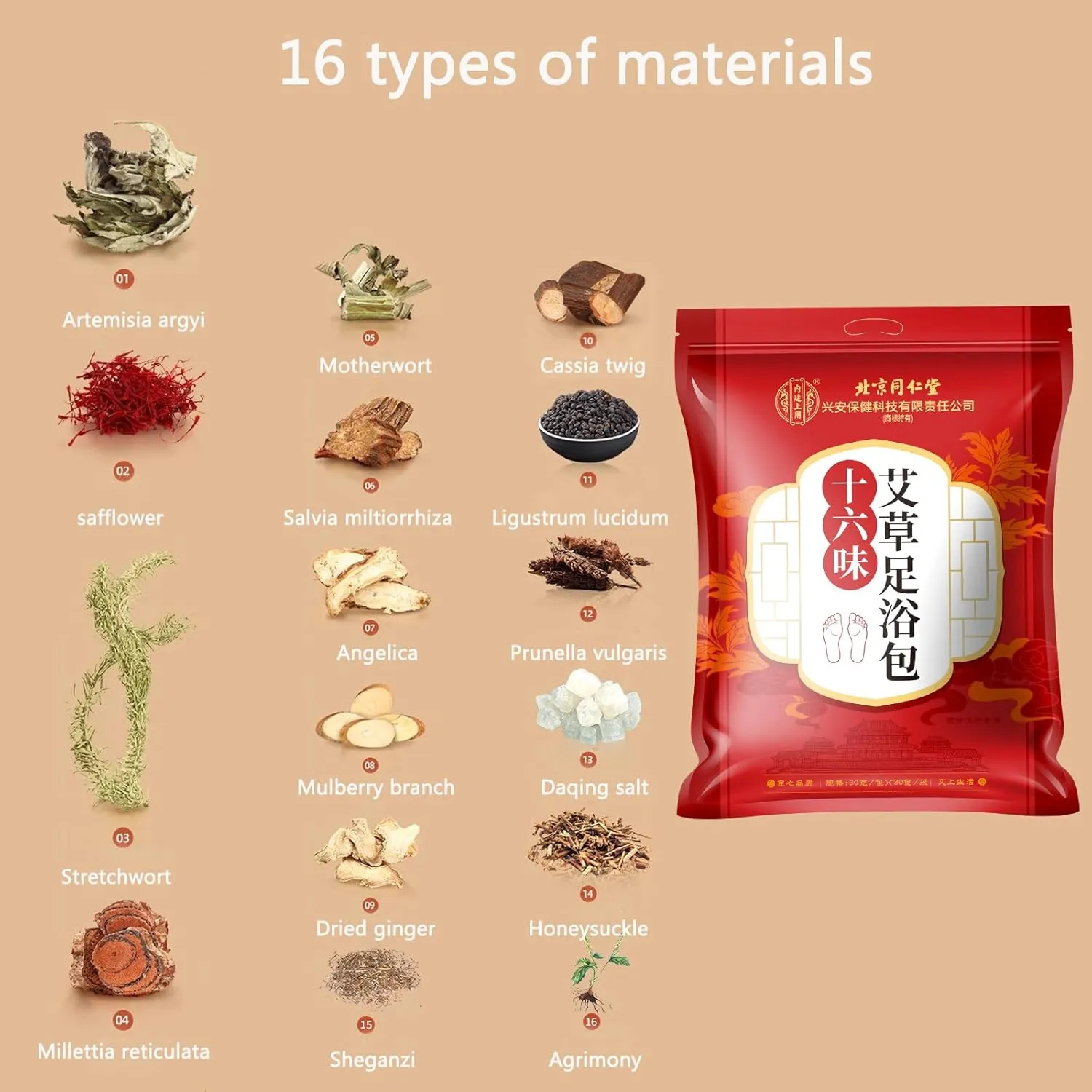 30 PCS Body Detox Foot Soak to Remove Toxins,Lymphatic Drainage Ginger Feet Soak,Mugwort Herbal Foot Detoxing Soak for Dry Cracked Feet,Dispel Cold Remove Dampness 泡脚足浴包艾草叶