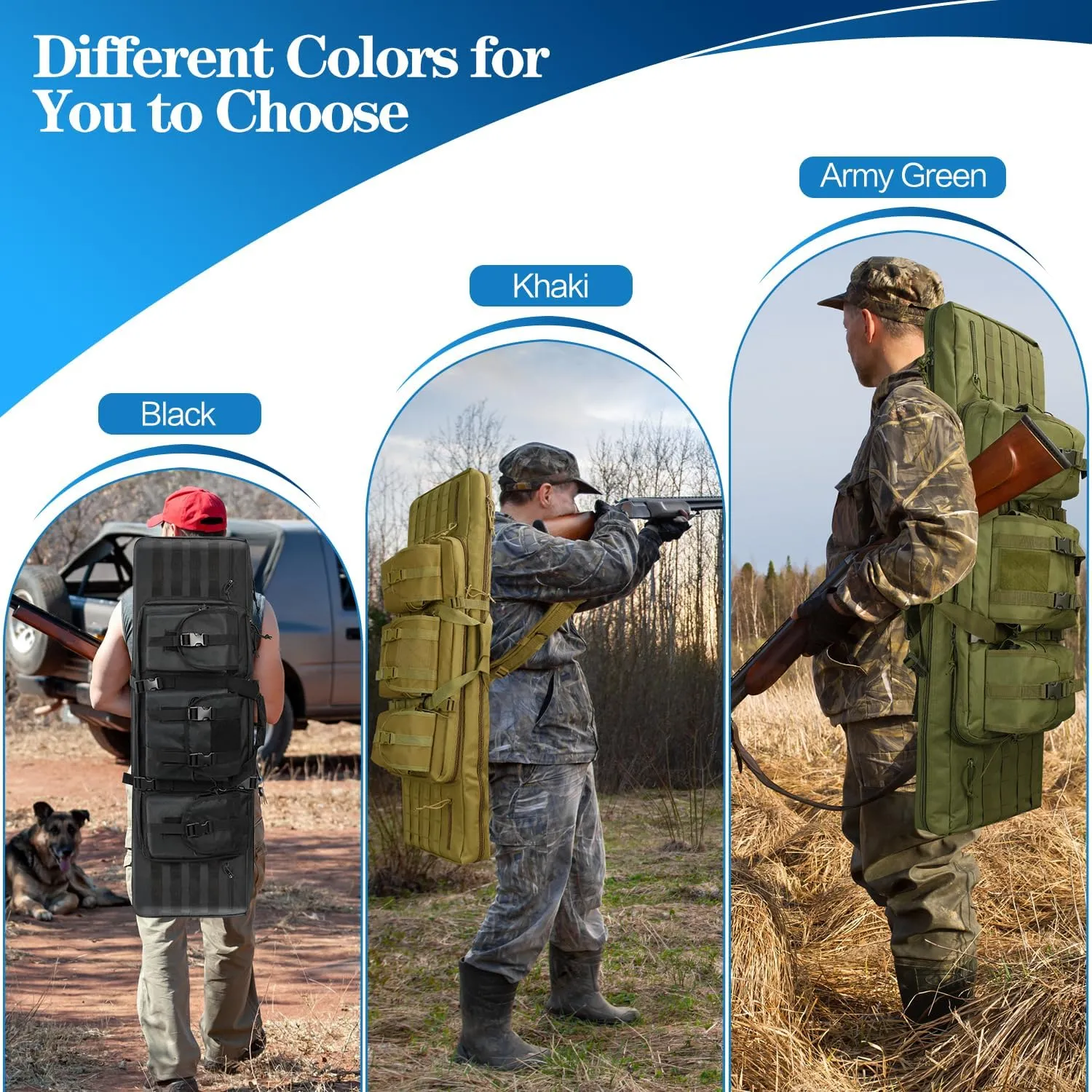 36/42/46in Double Rifle Case, Tactical Long Rifle Backpack, Portable Shotgun Case for Firearm Storage and Transportation, Suitable for Outdoor Hunting Shooting