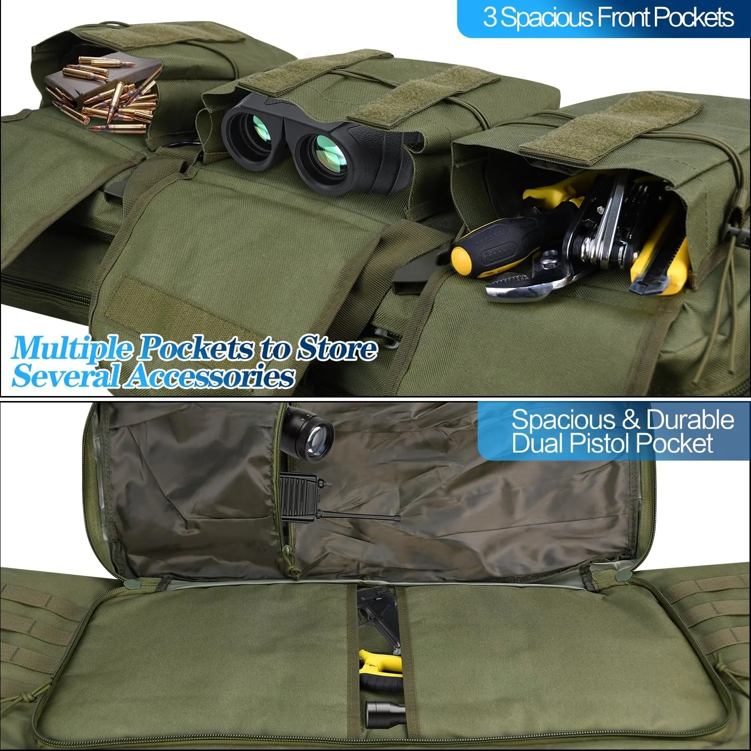36/42/46in Double Rifle Case, Tactical Long Rifle Backpack, Portable Shotgun Case for Firearm Storage and Transportation, Suitable for Outdoor Hunting Shooting