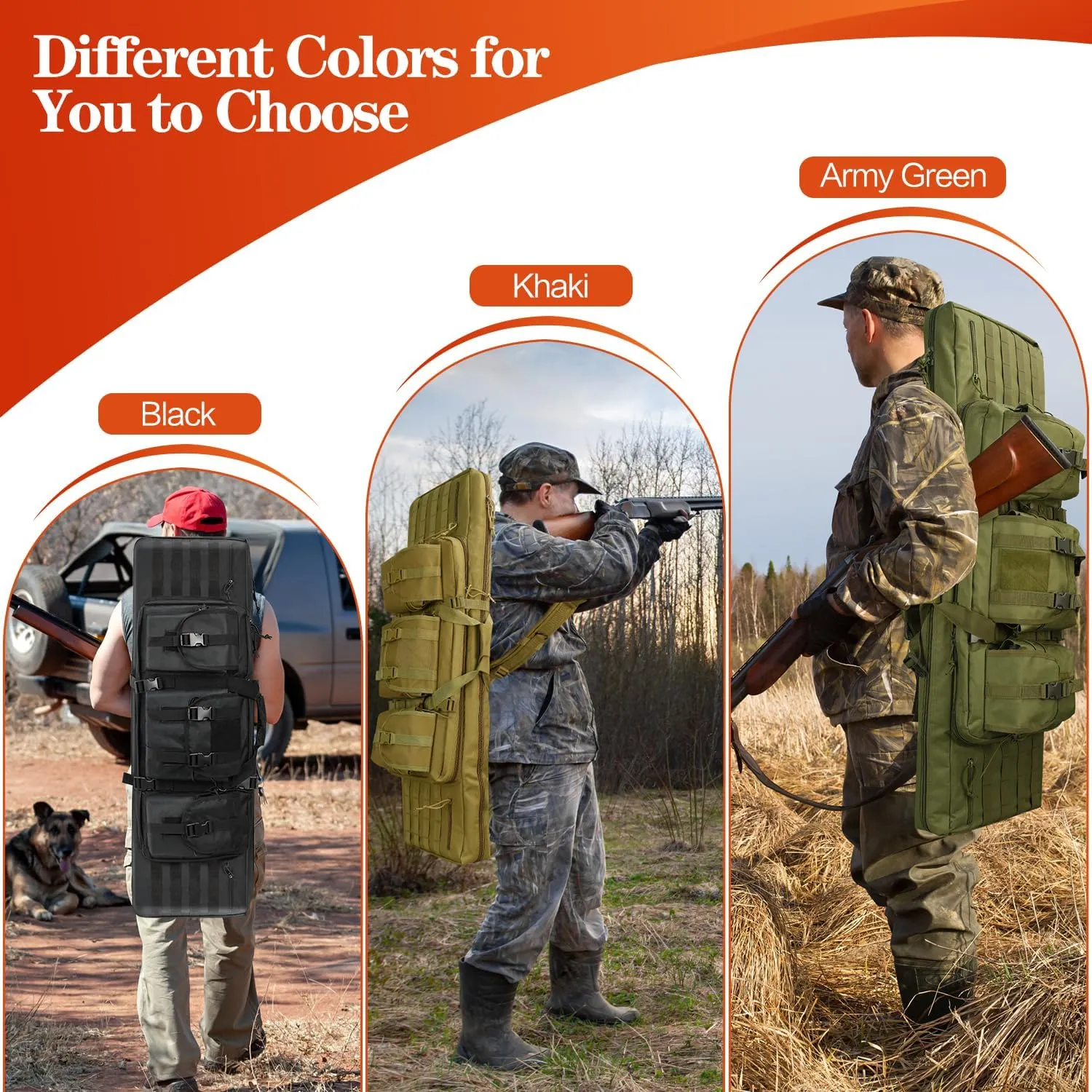 36/42/46in Double Rifle Case, Tactical Long Rifle Backpack, Portable Shotgun Case for Firearm Storage and Transportation, Suitable for Outdoor Hunting Shooting