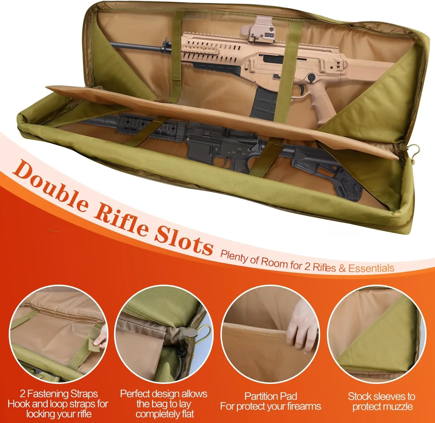 36/42/46in Double Rifle Case, Tactical Long Rifle Backpack, Portable Shotgun Case for Firearm Storage and Transportation, Suitable for Outdoor Hunting Shooting
