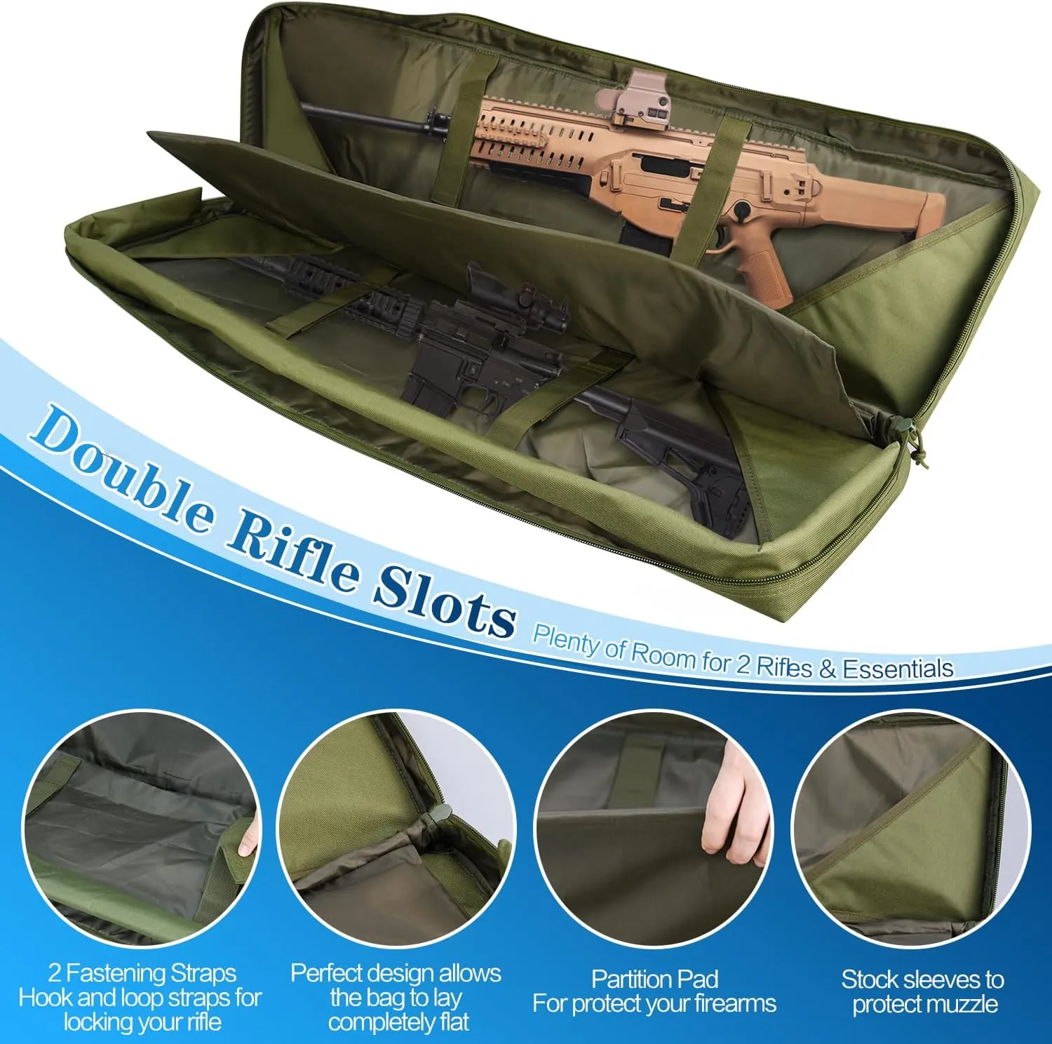 36/42/46in Double Rifle Case, Tactical Long Rifle Backpack, Portable Shotgun Case for Firearm Storage and Transportation, Suitable for Outdoor Hunting Shooting