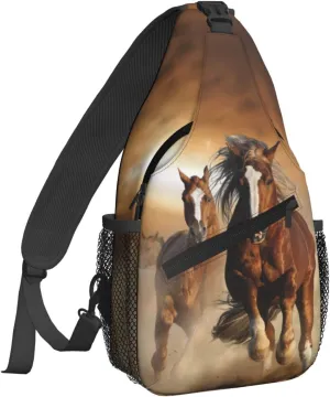 3d Animal Horses Crossbody Bags for Women Trendy Sling Backpack Men Chest Shoulder Bag Gym Cycling Travel Hiking Daypack