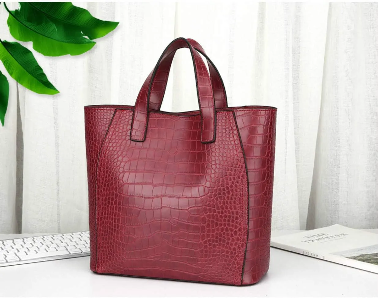 3pcs/set Handbag Crocodile Solid Color Female Shoulder Bag Package Handbag Card Holder