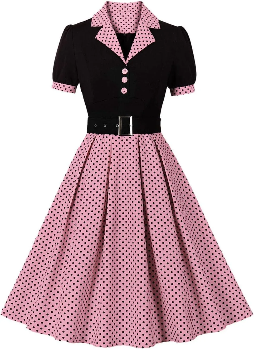 50s Vintage Dress for Women 1950s Polka Dot Dress Vintage Rockabilly Retro Dress Cocktail Swing Dress with Belt
