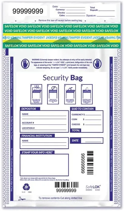 5Forms Single Pocket Deposit Bag Opaque 9 x 12" - QTY 100 BAGS