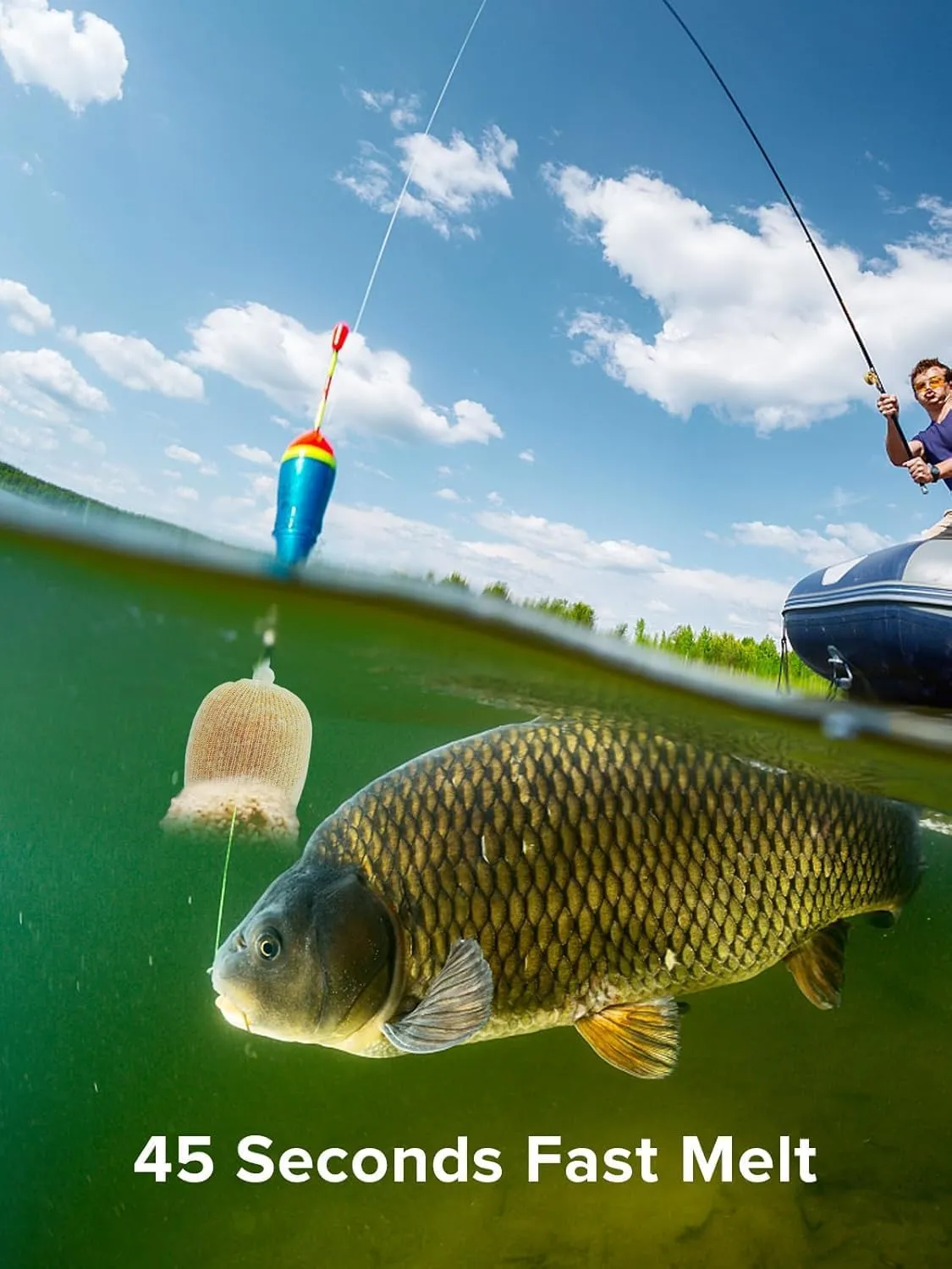 5M PVA Mesh Kit with Scissors 18mm 25mm 37mm 44mm Wide PVA Mesh Carp Fishing Accessories with Funnel & Plunger System Fast Melt PVA Mesh Bag Fishing Refill for Boilie Bait Feeding (5M, 44mm)