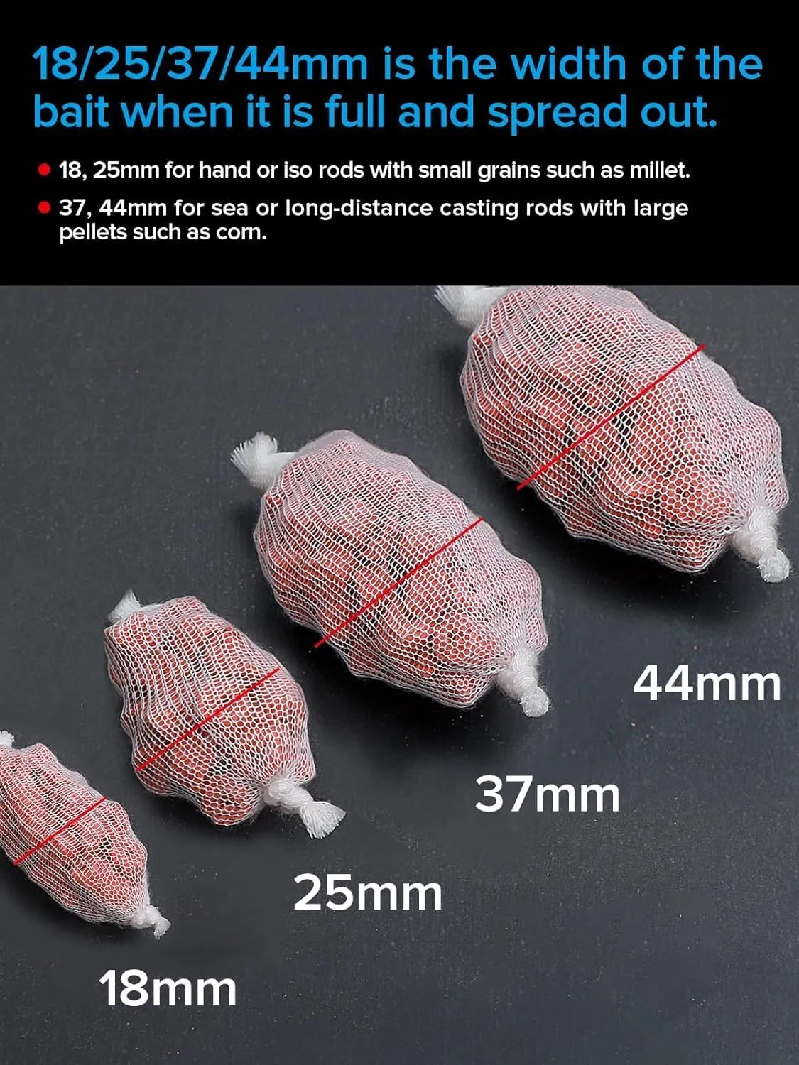 5M PVA Mesh Kit with Scissors 18mm 25mm 37mm 44mm Wide PVA Mesh Carp Fishing Accessories with Funnel & Plunger System Fast Melt PVA Mesh Bag Fishing Refill for Boilie Bait Feeding (5M, 44mm)