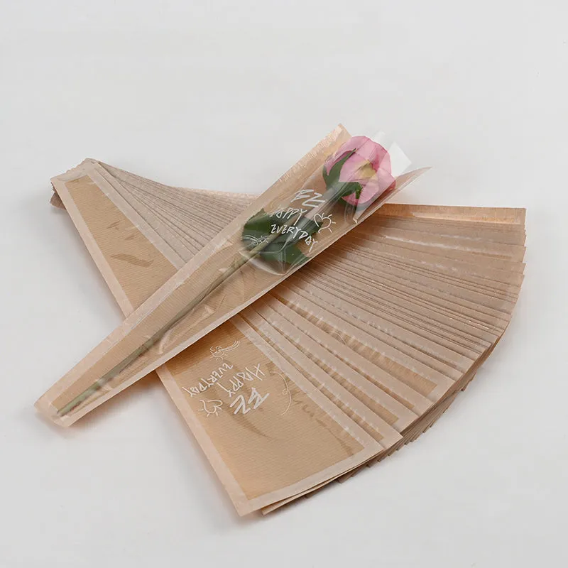60pcs Half Clear Single Stem Flower Sleeves