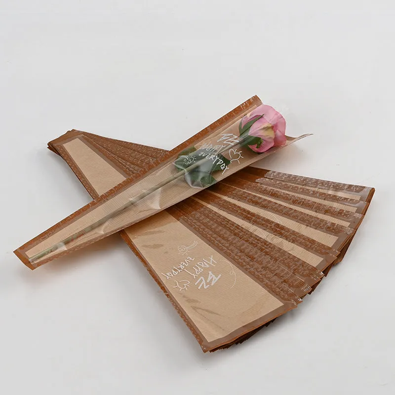 60pcs Half Clear Single Stem Flower Sleeves