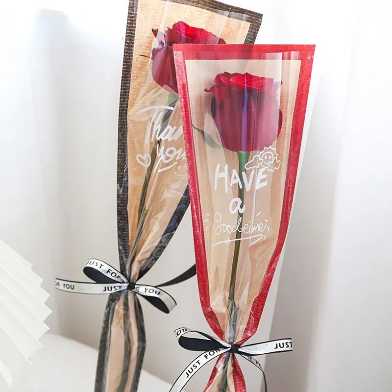 60pcs Half Clear Single Stem Flower Sleeves