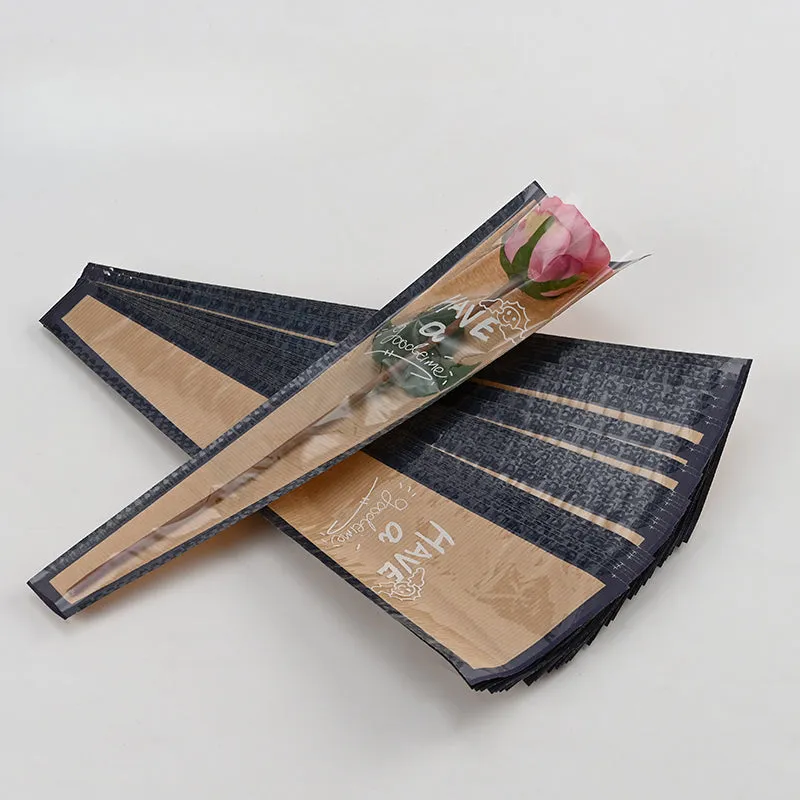 60pcs Half Clear Single Stem Flower Sleeves