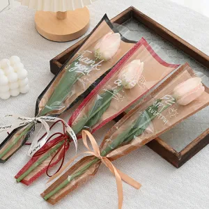 60pcs Half Clear Single Stem Flower Sleeves
