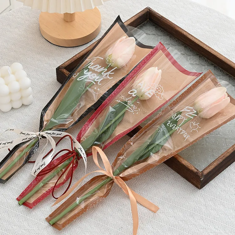 60pcs Half Clear Single Stem Flower Sleeves