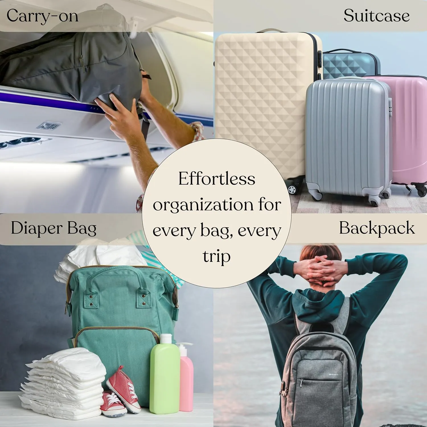 9 Piece Set Packing Cubes - Suitcase Organizer, Pretty Packing Cubes, Travel Bag Organizer Luggage, Toiletry & Makeup Bag, Laundry and Shoe Bag, Cruise Essentials -Gingham