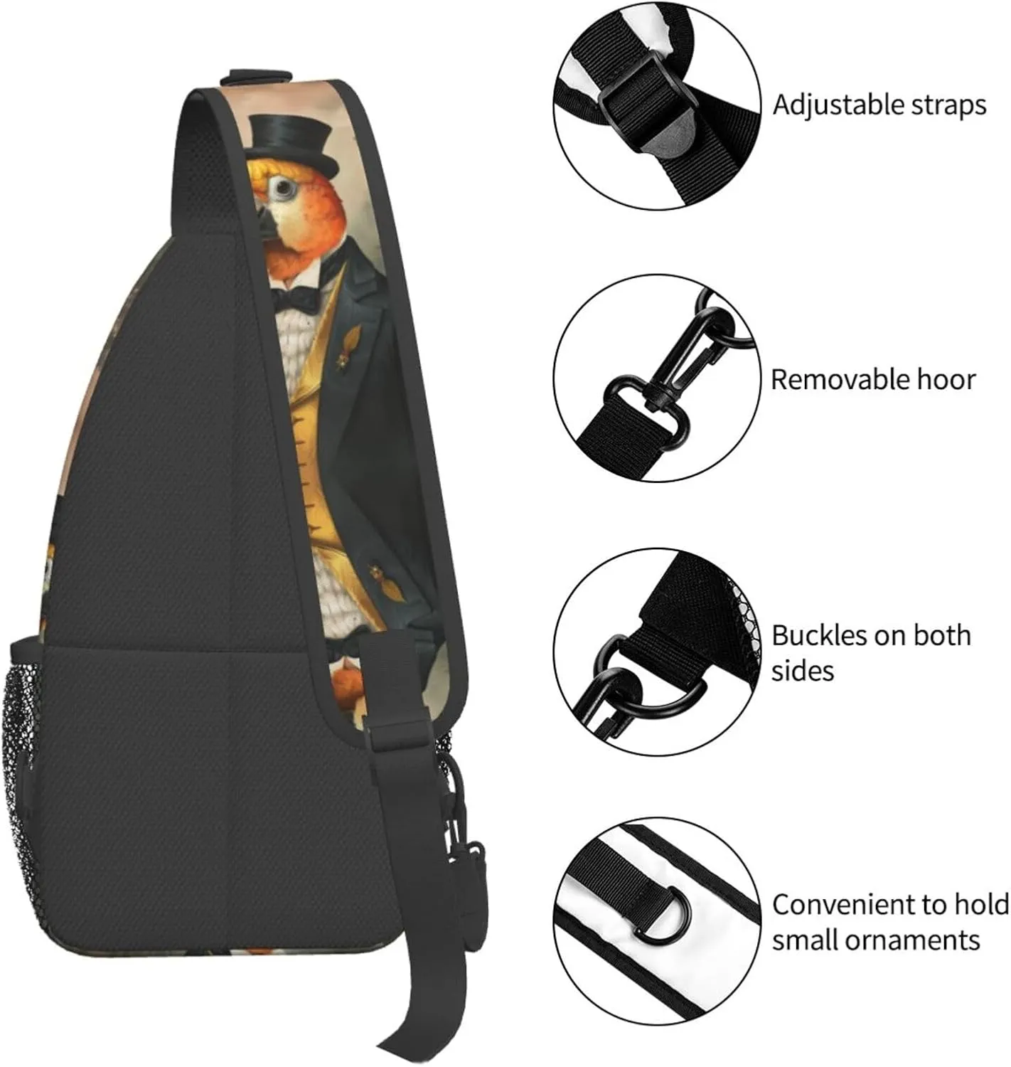 A Small Parrot Sling Bag For Men Crossbody Backpack,Women Shoulder Bag For Travel Sport