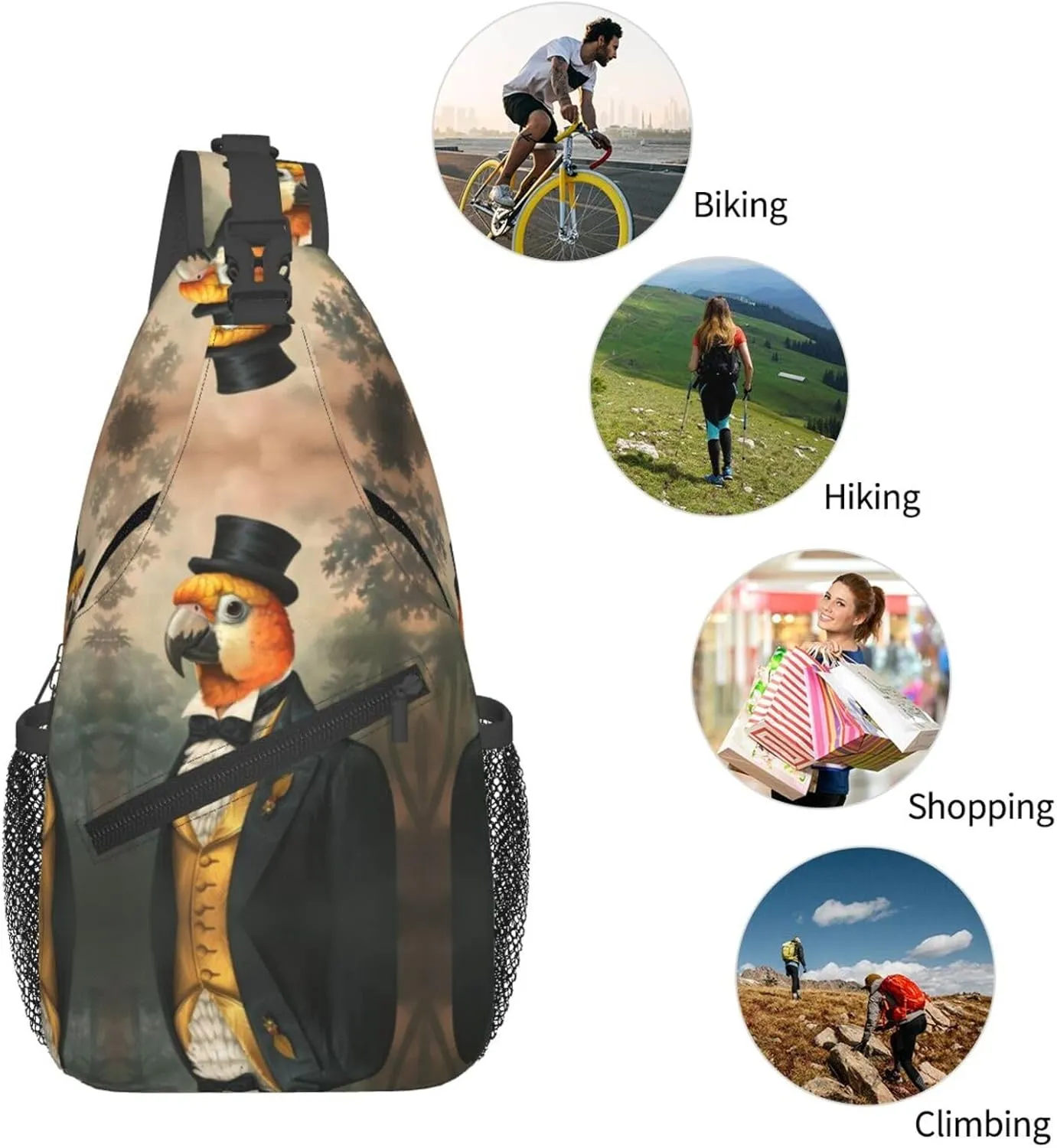 A Small Parrot Sling Bag For Men Crossbody Backpack,Women Shoulder Bag For Travel Sport