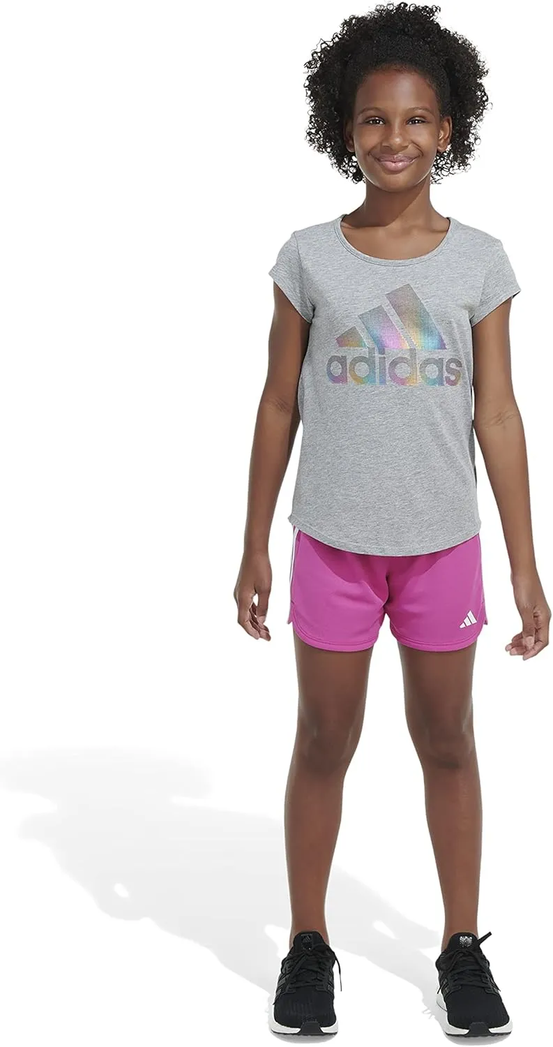 adidas Girls' Big Aeroready 3-Stripe Pacer Mesh Short