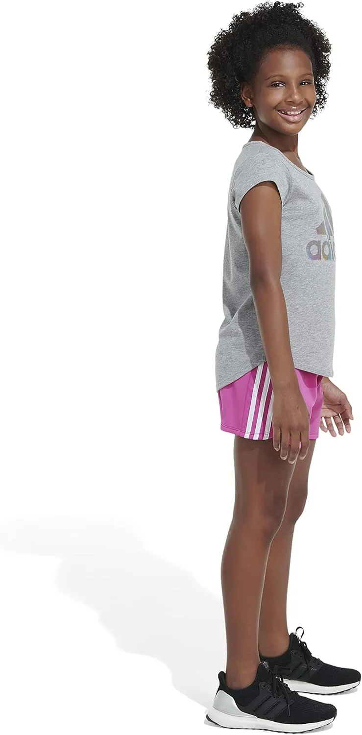 adidas Girls' Big Aeroready 3-Stripe Pacer Mesh Short