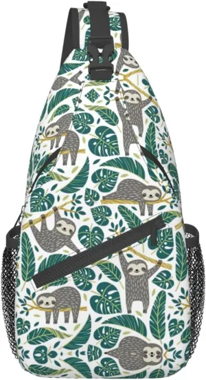 Adorable Sloth Crossbody Bag Chest Shoulder Bag Small Casual Backpack Suitable For Women Men Hiking