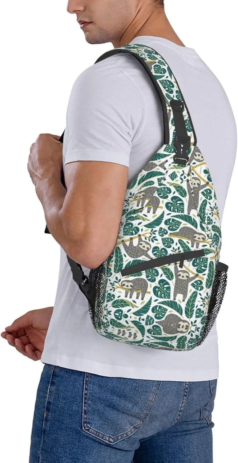 Adorable Sloth Crossbody Bag Chest Shoulder Bag Small Casual Backpack Suitable For Women Men Hiking