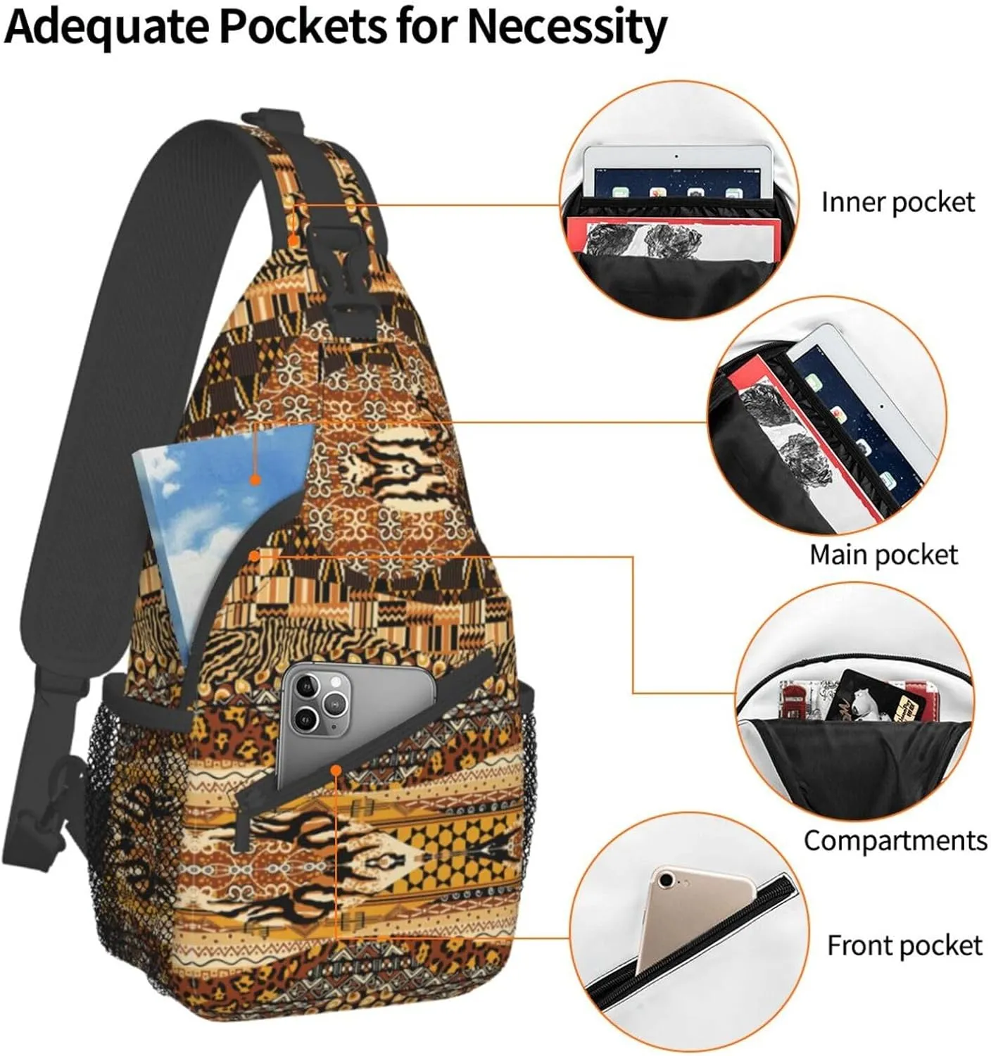 Adorable Sloth Crossbody Bag Chest Shoulder Bag Small Casual Backpack Suitable For Women Men Hiking
