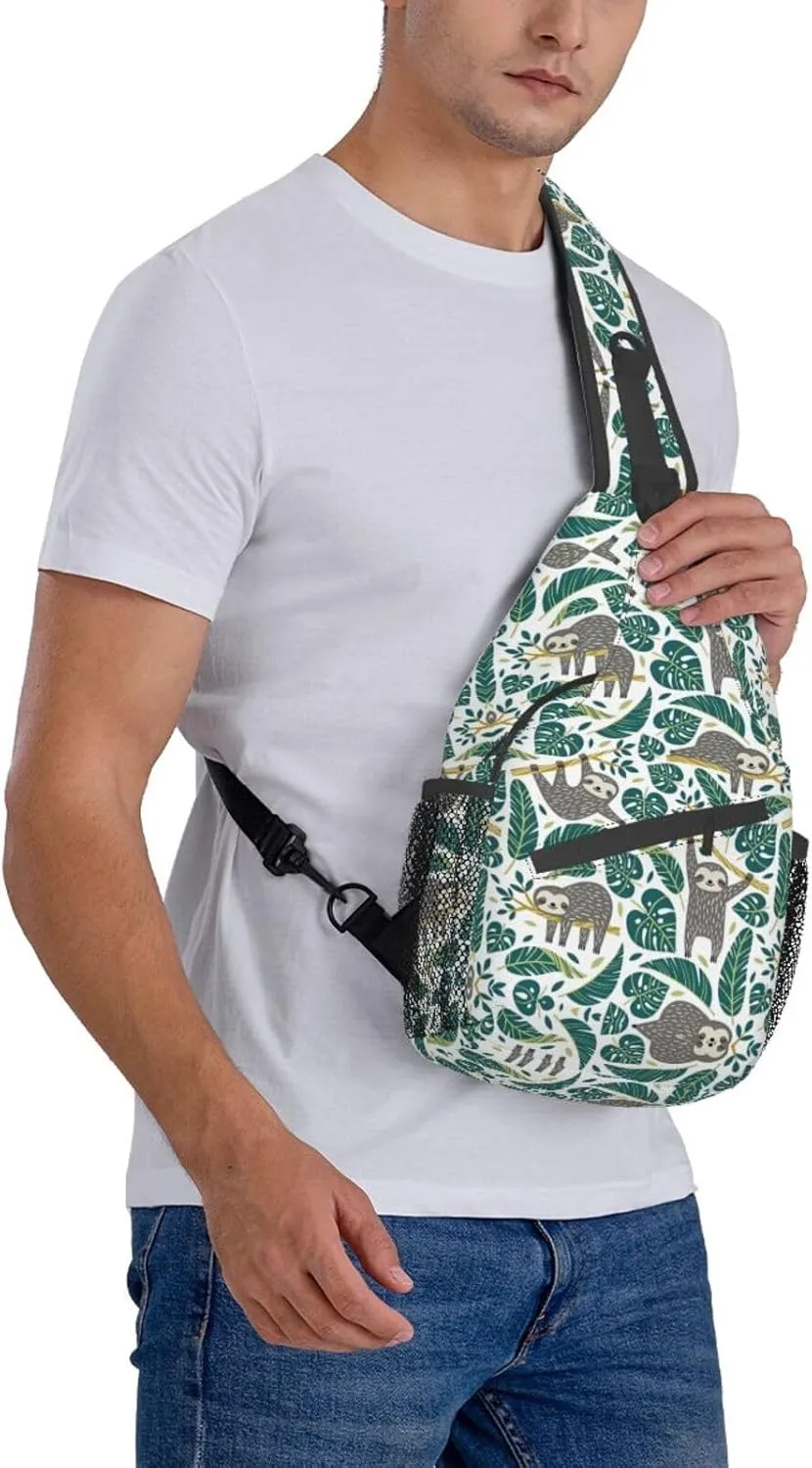 Adorable Sloth Crossbody Bag Chest Shoulder Bag Small Casual Backpack Suitable For Women Men Hiking