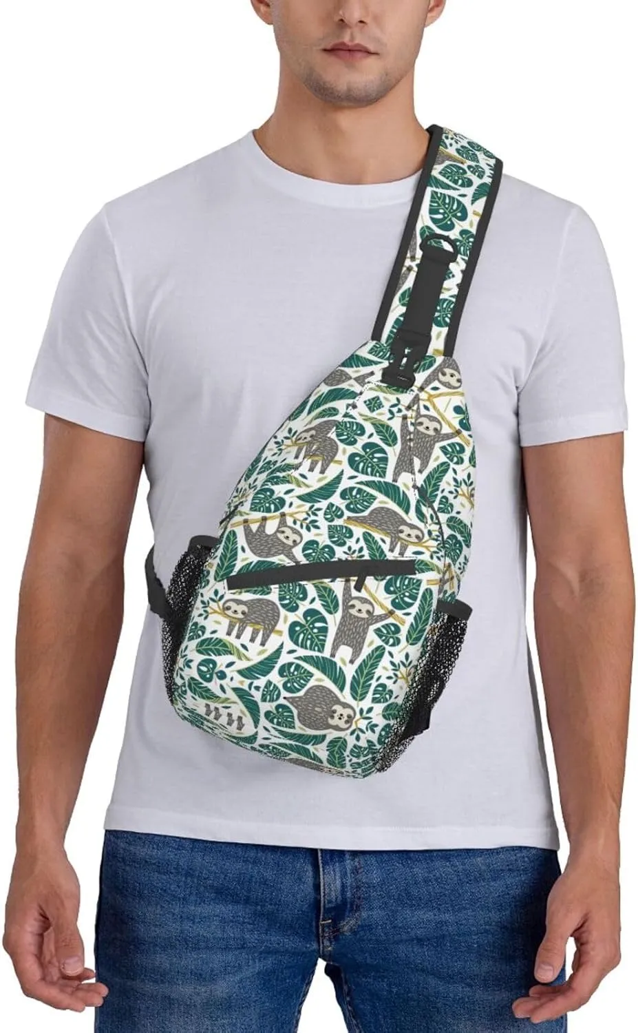 Adorable Sloth Crossbody Bag Chest Shoulder Bag Small Casual Backpack Suitable For Women Men Hiking
