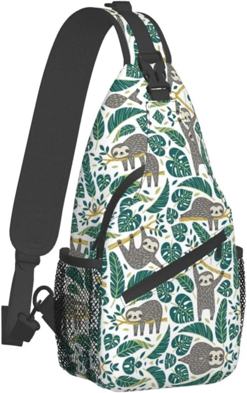 Adorable Sloth Crossbody Bag Chest Shoulder Bag Small Casual Backpack Suitable For Women Men Hiking